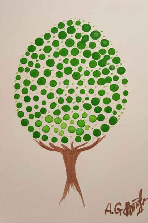 Painting titled "Tree of life" by Anna Gogoleva, Original Artwork, Watercolor
