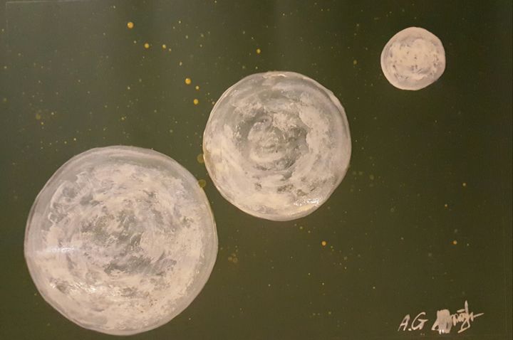 Painting titled "New planets" by Anna Gogoleva, Original Artwork, Acrylic