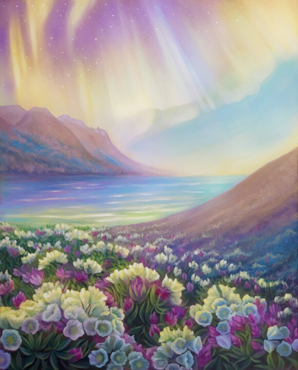 Painting titled "Serenity" by Anna Steshenko, Original Artwork, Acrylic Mounted on Wood Stretcher frame