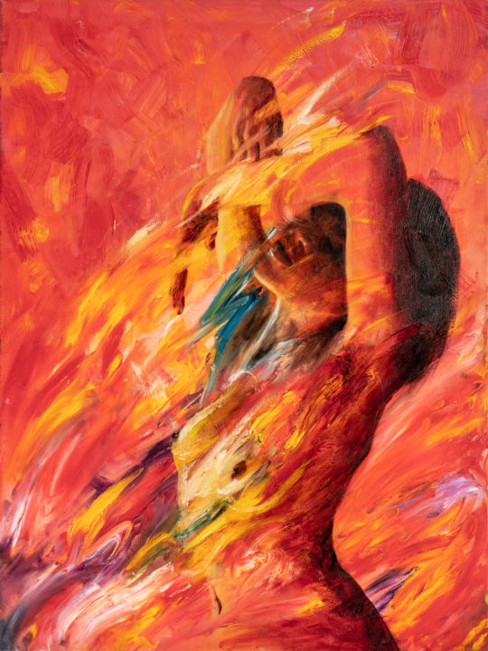 Painting titled "The Dance of Life" by Annata, Original Art, Oil Mounted on Stretcher frame