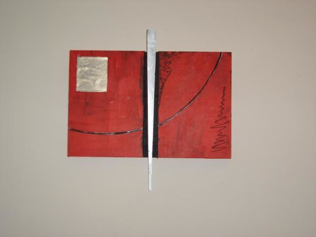 Peinture intitulée "rouge métal" par Anne Baumer, Œuvre d'art originale, Huile