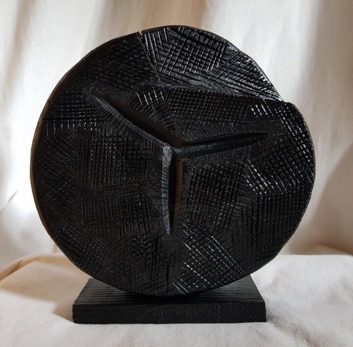 Sculpture intitulée "Moon grid" par Annbo, Œuvre d'art originale, Bois