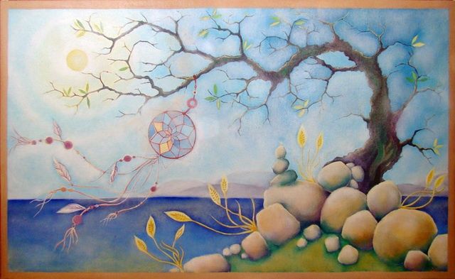 Painting titled "Dreamcatcher" by Anni Boreiko, Original Artwork, Oil