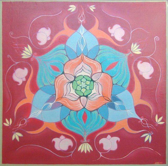 Картина под названием "Mandala" - Anni Boreiko, Подлинное произведение искусства, Масло