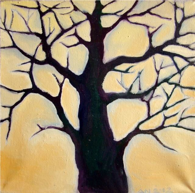 Painting titled "Tree" by Anni Boreiko, Original Artwork, Oil