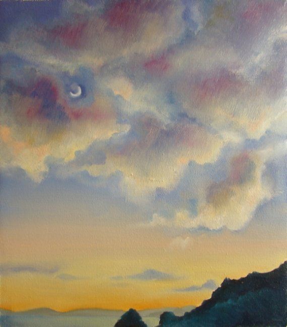 Pittura intitolato "Mega Sunset" da Anni Boreiko, Opera d'arte originale, Olio