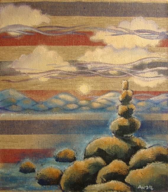 Painting titled "Stones" by Anni Boreiko, Original Artwork, Oil