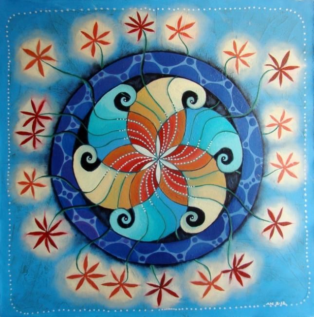 Painting titled "Mandala Midsummer (…" by Anni Boreiko, Original Artwork