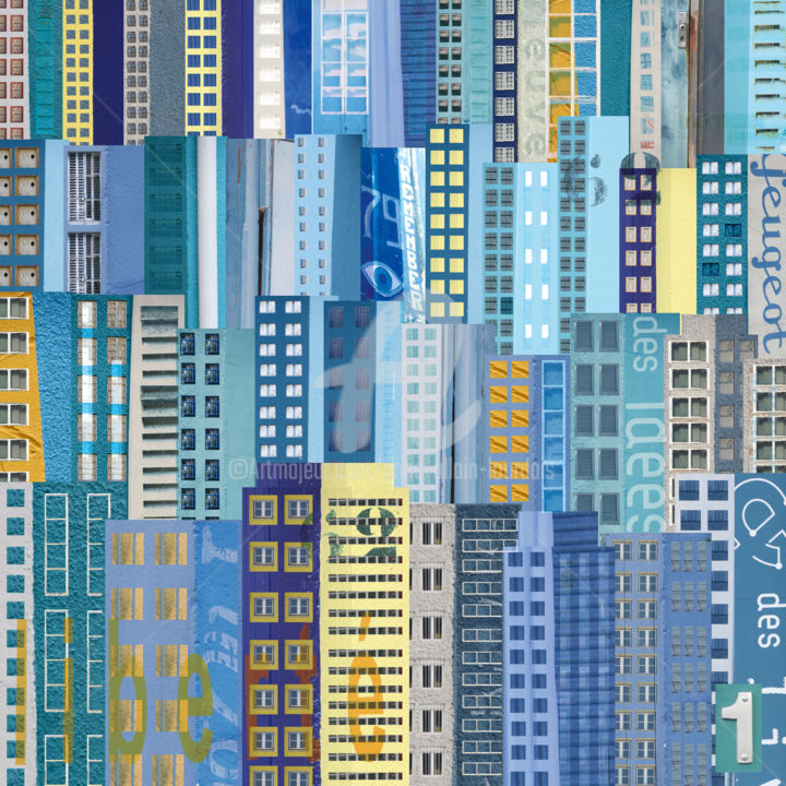 Photographie intitulée "CityN°1#Feeling Blu…" par Aal, Œuvre d'art originale, Photo montage Monté sur Aluminium