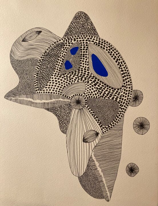 Drawing titled "Introspection 2" by Anne-Astrid Brunet, Original Artwork, Ink