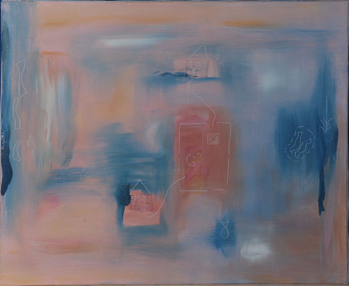 Painting titled "Maison pastel" by Anne B, Original Artwork