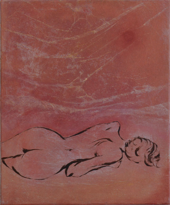 Painting titled "Femme couchée de dos" by Anne B, Original Artwork