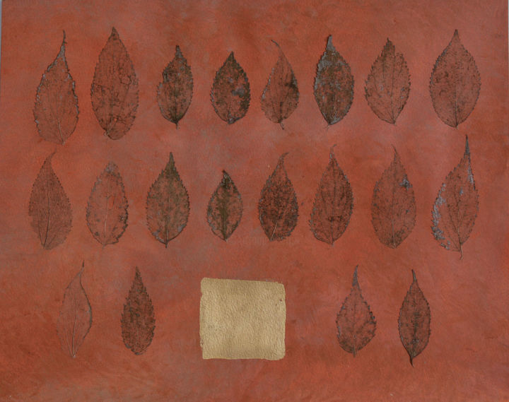 Painting titled "Feuilles 3" by Anne B, Original Artwork