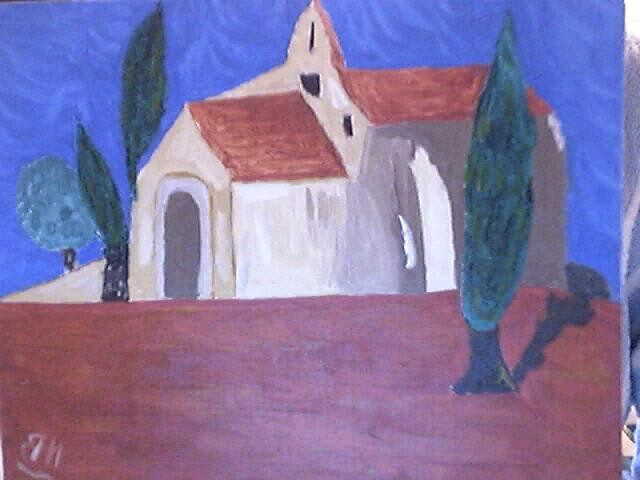 Schilderij getiteld "Petite chapelle en…" door Anne Boscherini, Origineel Kunstwerk, Olie