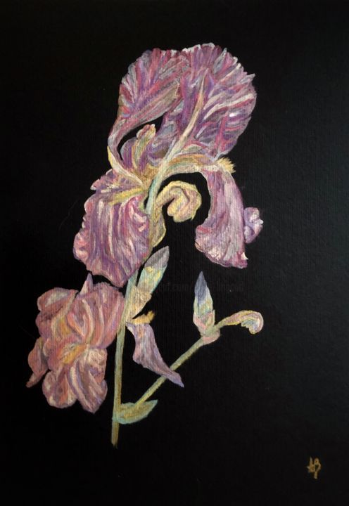 Painting titled "Iris irisé" by Anne Brigaud, Original Artwork