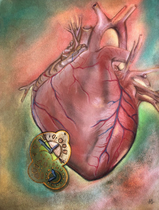 Peinture intitulée "Coeur compté" par Anne Brigaud, Œuvre d'art originale, Pastel