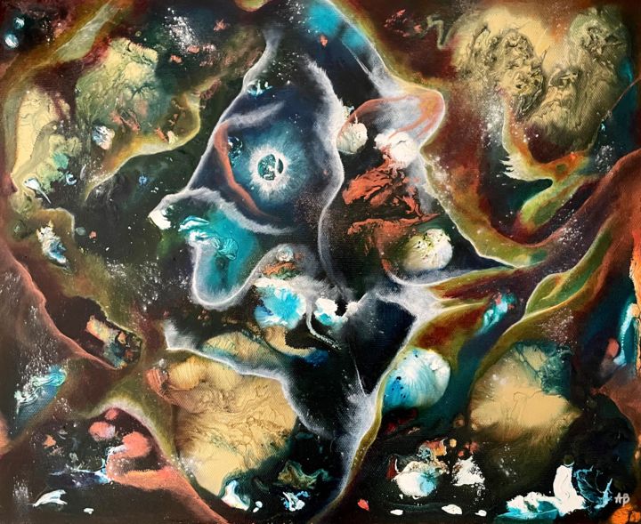 Schilderij getiteld "Galaxie A1" door Anne Brigaud, Origineel Kunstwerk, Acryl