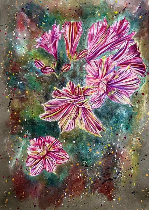 Peinture intitulée "Fleurs de printemps" par Anne Brigaud, Œuvre d'art originale, Aquarelle