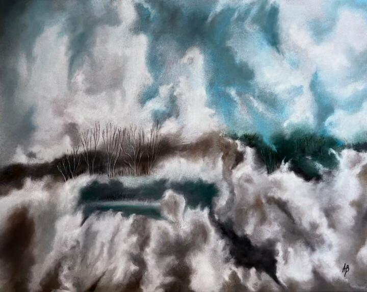 Painting titled "Nuages #52" by Anne Brigaud, Original Artwork, Pastel