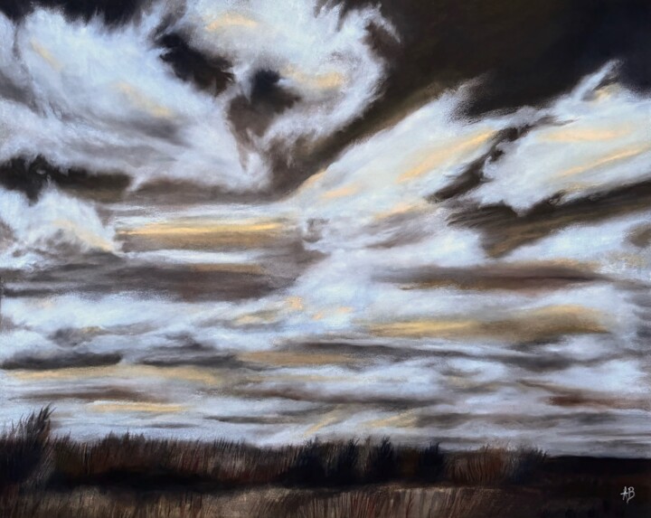 Painting titled "Nuages #55" by Anne Brigaud, Original Artwork, Pastel