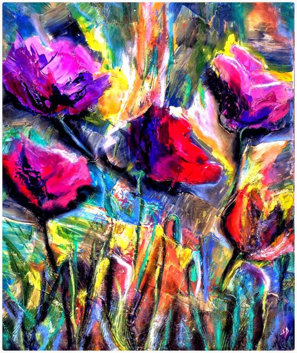 Peinture intitulée "Fleurs sauvages" par Anne Brigaud, Œuvre d'art originale