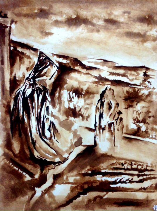 Painting titled "Noir silence" by Anne Brigaud, Original Artwork