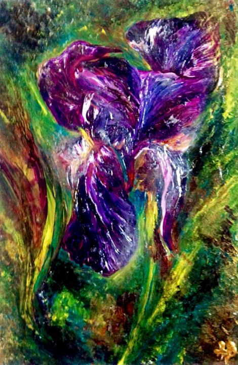 Painting titled "Iris" by Anne Brigaud, Original Artwork