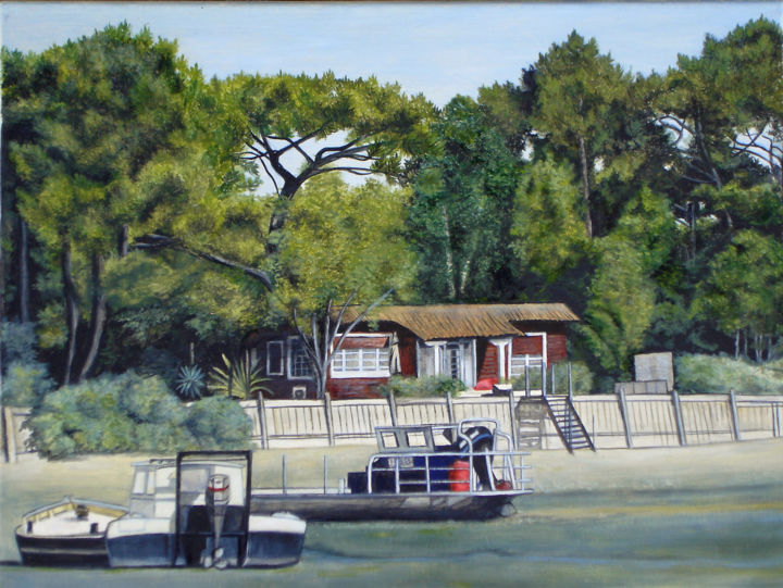 Peinture intitulée "Bassin d'Arcachon "…" par Anne Burdin, Œuvre d'art originale, Huile