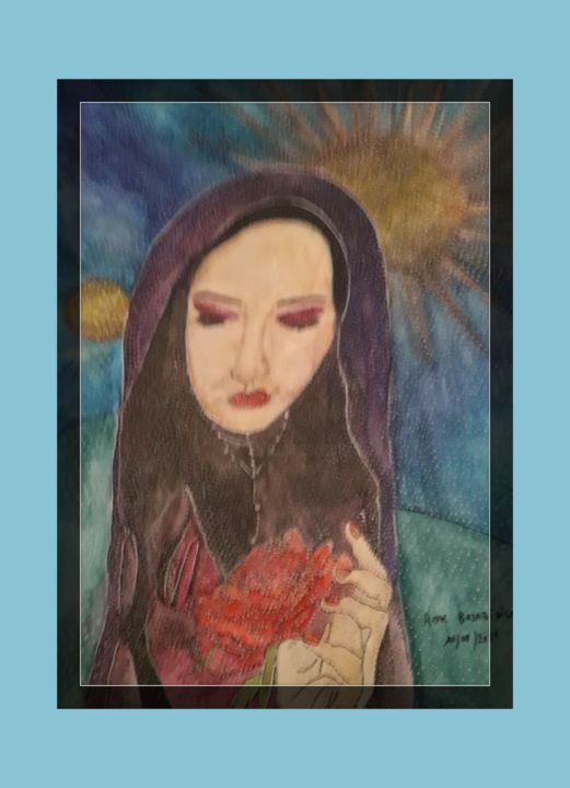 Peinture intitulée "ROSE ROUGE" par anne-by, Œuvre d'art originale, Aquarelle