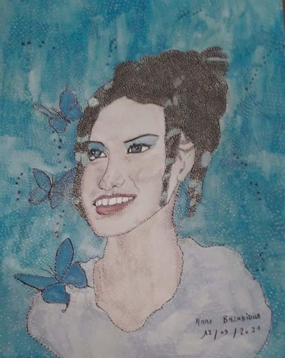 Peinture intitulée "BLUE UNIVERSE" par anne-by, Œuvre d'art originale, Aquarelle