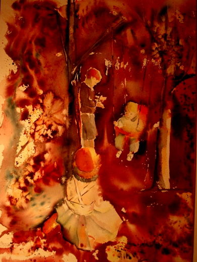 Peinture intitulée "La balançoire" par Anne Carez, Œuvre d'art originale, Huile
