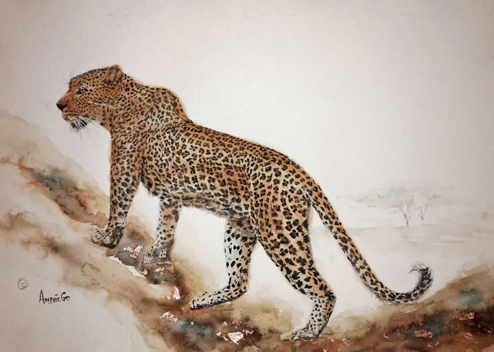 Peinture intitulée "Leopard" par Anniegc, Œuvre d'art originale