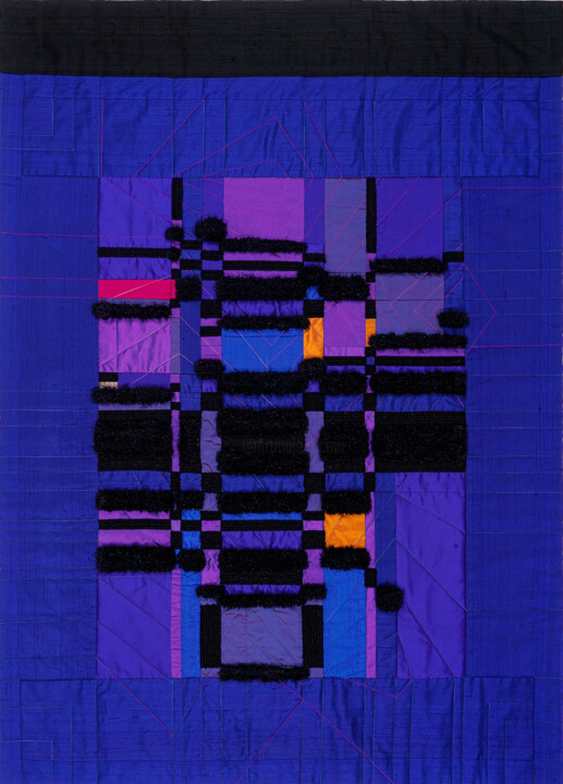 Art textile intitulée ""Nachts im Blauen S…" par Anne Corbalan, Œuvre d'art originale, Patchwork