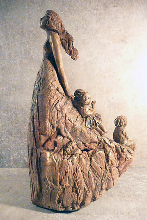 Sculpture titled "La vie nous emporte" by Anne Daucourt, Original Artwork, Ceramics