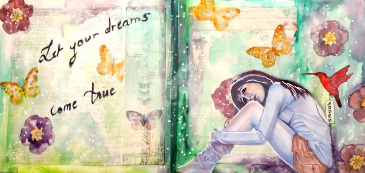 Peinture intitulée "Let your dreams com…" par Anne D'Orion, Œuvre d'art originale