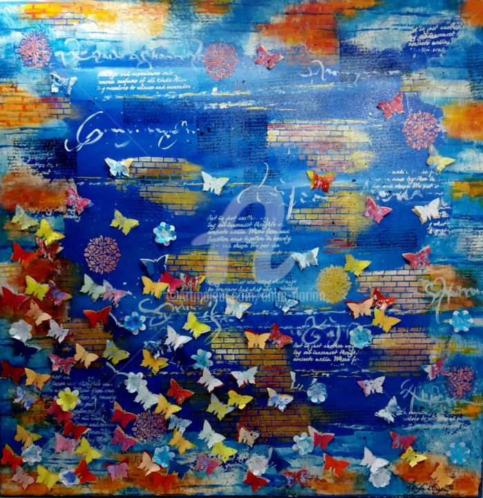 Collages intitulée "L'effet papillon" par Anne D'Orion, Œuvre d'art originale, Découpages