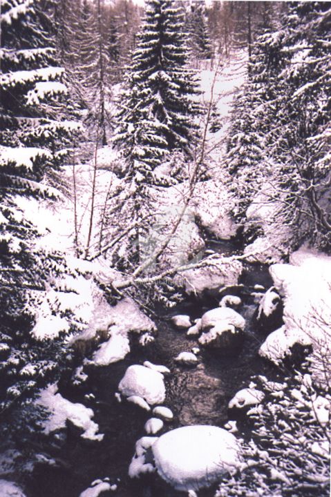 Fotografía titulada "Cascade d'hiver" por Anne D'Orion, Obra de arte original