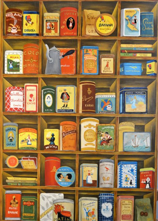 Pintura titulada "Les boîtes" por Anne Dubuis, Obra de arte original, Oleo