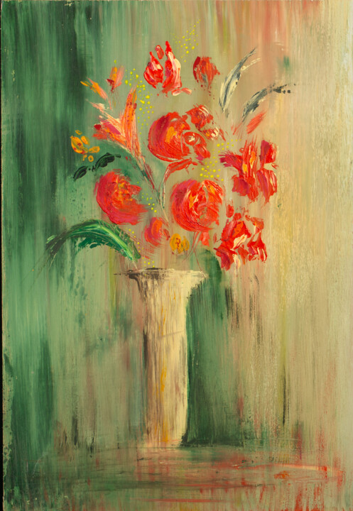 Painting titled "esquisse florale" by Anne Fioux, Original Artwork, Acrylic