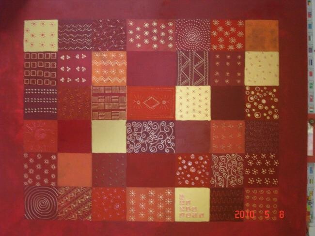 Peinture intitulée "patchwork" par Anne Florence De Gramont, Œuvre d'art originale, Huile