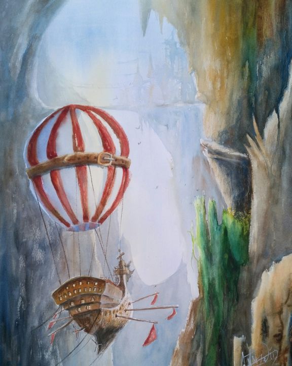 Painting titled "The way of life" by Anne Hamelin, Original Artwork, Watercolor