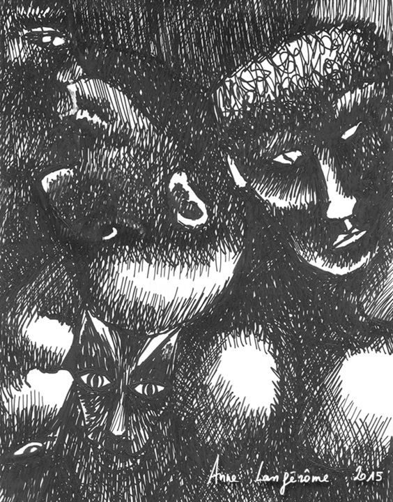 Dessin intitulée "bandeau détail 3" par Anne Langérôme, Œuvre d'art originale