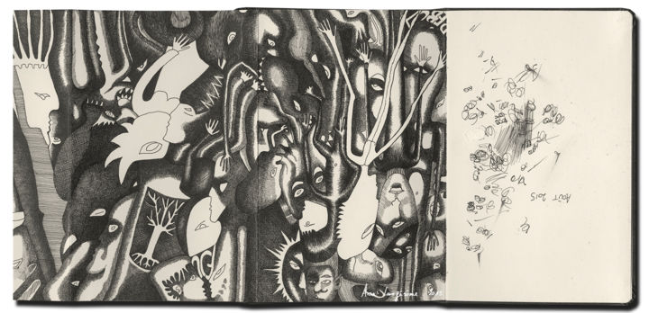 Dessin intitulée "Carnet japonais vue…" par Anne Langérôme, Œuvre d'art originale