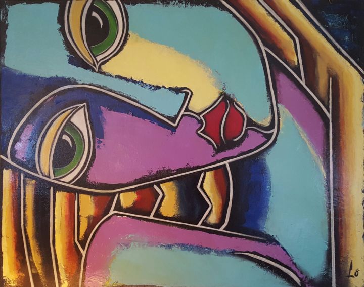 Painting titled "Un regard" by Lô, Original Artwork, Acrylic