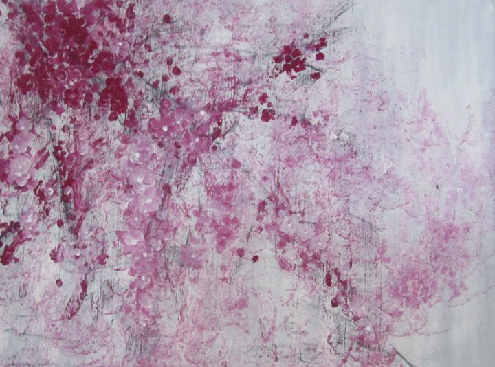 Peinture intitulée "cascade rose" par Anne Lerbs, Œuvre d'art originale, Acrylique