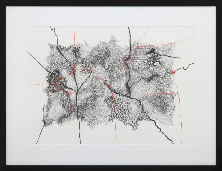 Dessin intitulée "abstraction-1-orang…" par Anne Lesca, Œuvre d'art originale, Encre