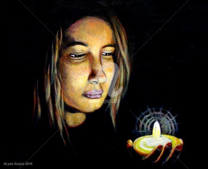 Peinture intitulée "Lumière dans le noir" par Anne-Lise Surjus, Œuvre d'art originale, Acrylique