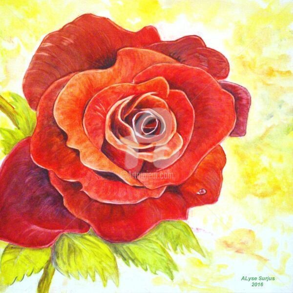 Peinture intitulée "Une rose" par Anne-Lise Surjus, Œuvre d'art originale, Acrylique