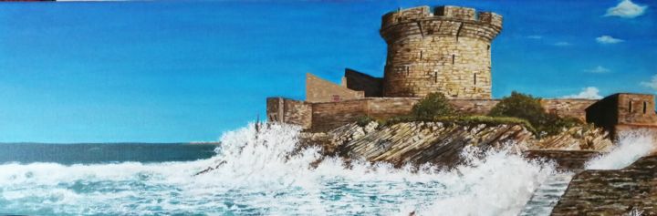 Painting titled "Le fort de Socoa" by Anne Madamet, Original Artwork, Acrylic
