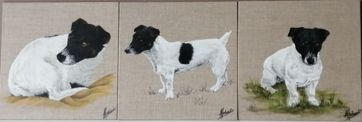 Peinture intitulée "3 Jacks Russel" par Anne Madamet, Œuvre d'art originale, Acrylique